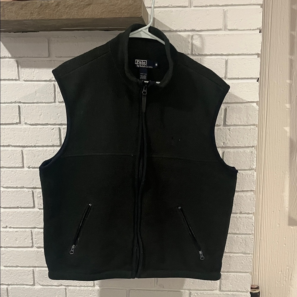 Polo Ralph Lauren - Men's Dark Green Fleece Vest with Zippered Pockets